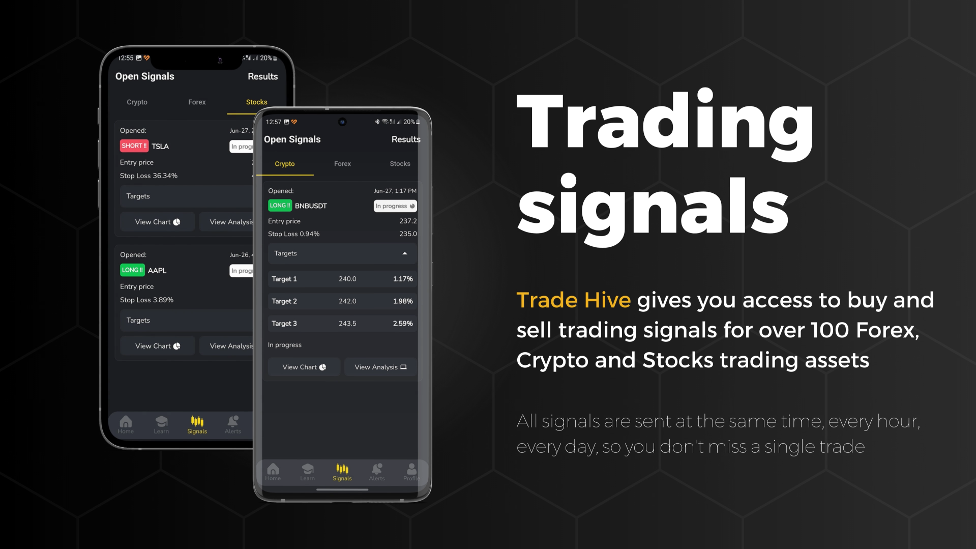The TradeHive mobile app will help you with everything you have been looking for. This application will replace all Telegram Channels for Forex and Cryptocurrency Signals.

👉You can find this and other Take Profits in our Trade Hive mobile app. Available on android: Click
https://play.google.com/store/apps/details?id=com.tradehive.signals 

👉You can find this and other Take Profits in our Trade Hive mobile app. Available on iOS: Click
https://apps.apple.com/us/app/trade-hive-signals/id6450733317 


This free app gives you access to buy and sell trading signals for over 100 Forex, Crypto and Stocks trading assets.

Each signal is generated and analyzed by professional traders in real time for both major and minor trading instruments.

Become a successful profitable Forex trader with our TradeHive app and earn every day trading. Learn to trade on the market for free among professional successful traders from all over the world.

All trading signals include:
cryptosignals
stock signals
currency signals
Trading alerts coming soon
market analysis
fundamental analysis
technical analysis


Free training for beginners, as well as technical tutorials on Forex trading, such as how to trade profitably using fundamental and technical analysis, or use trading strategies, which you can also find in this application.

Educational materials
Applying knowledge gained from medical research and research, in addition to years of experience in trading various assets in the financial markets, TradeHive provides free educational and training materials in various categories.

Technical analysis and trading signals
Financial, technical and R&D teams collaborate to develop the most effective and predictive trading signals and technical analysis that use a variety of strategies with high success rates.

Track your portfolio in real time.

- Quotes and charts of global stocks, funds, currencies and markets.
- Alerts when holding an action to pronounce words.
- News
- Detailed information: opening, volume, average volume..
- Graphs with zoom and scroll
- Technical analysis
- Portfolio with profit/loss and charts