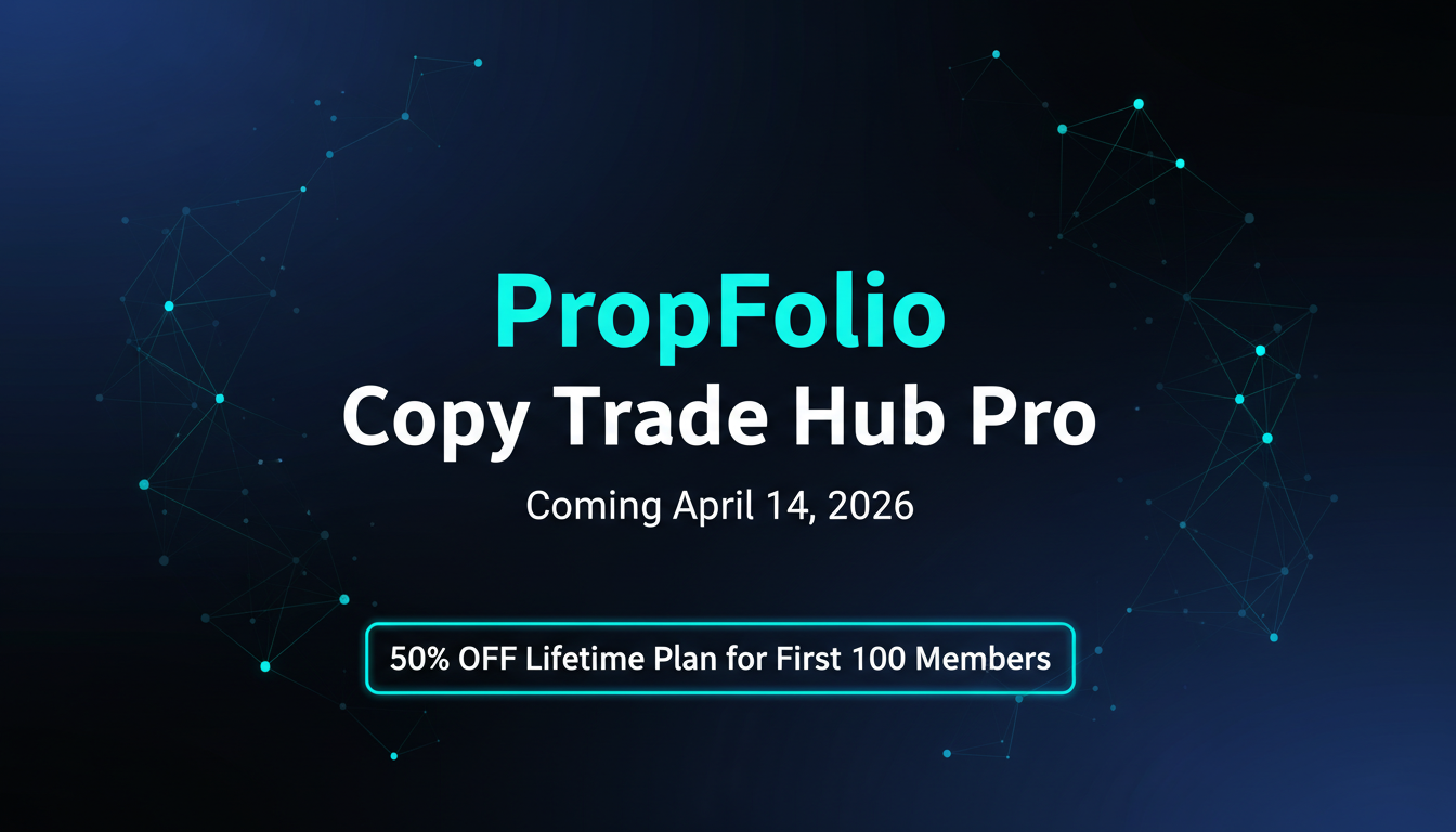 🚀 The Ultimate Cross-Platform Copier is Finally Here. Welcome to PropFolio Copy Trade Hub Pro. Launching on the MQL Market on April 14th, 2026.🔥 Exclusive Offer: 50% OFF the Lifetime Plan for the First 100 Members! Are you tired of clunky, delayed trade copiers that drain your PC resources and crash during high-impact news?
Engineered by the team at PropFolio Solutions, the Copy Trade Hub Pro EA is a lightweight, institutional-grade trade execution engine built for speed, safety, and seamless cross-platform syncing. Whether you are trading personal capital or managing multiple 100K+ Prop Firm accounts, this is the only terminal bridging software you will ever need.
⚡ Core Capabilities & Features:
Universal Cross-Platform SyncingMaster to Slave execution across the entire ecosystem. Connect MT4, MT5, and cTrader seamlessly. Our proprietary local-bridge architecture executes trades in under 100ms—bypassing traditional web-hook lag.
Advanced Prop Firm Protection DashboardNever blow an evaluation account again. Set hard Daily Loss Limits ($) and Daily Profit Targets ($). If a limit is breached, the Slave EA instantly flattens all open positions and pauses copying until the next daily reset.
Multi-Asset Quick Trade MatrixExecute institutional-level trades with a single click. Our advanced on-chart panel allows the Master account to execute Buy/Sell orders across 30 different pairs instantly, broadcasting to an unlimited number of Slave accounts in real-time.
Smart Risk & Lot ManagerTotal control over your exposure. Define specific risk per Slave account:
Exact Lot Multipliers (e.g., 0.5x, 2.0x of the Master)
Fixed Lot Overrides
Custom Stop Loss / Take Profit point overrides per Slave
Suffix/Prefix automatic mapping (e.g., EURUSD to EURUSD.pro)
Sleek On-Chart AnalyticsA beautiful, dark-mode GUI that doesn't clutter your charts. Track your active synced positions, daily net P&L, and recent order history at a glance. Includes a built-in Panic "Pause Copier" button for immediate manual intervention.
Don't miss the drop. The first 100 traders to secure the Lifetime Plan on April 14th will receive a massive 50% discount.