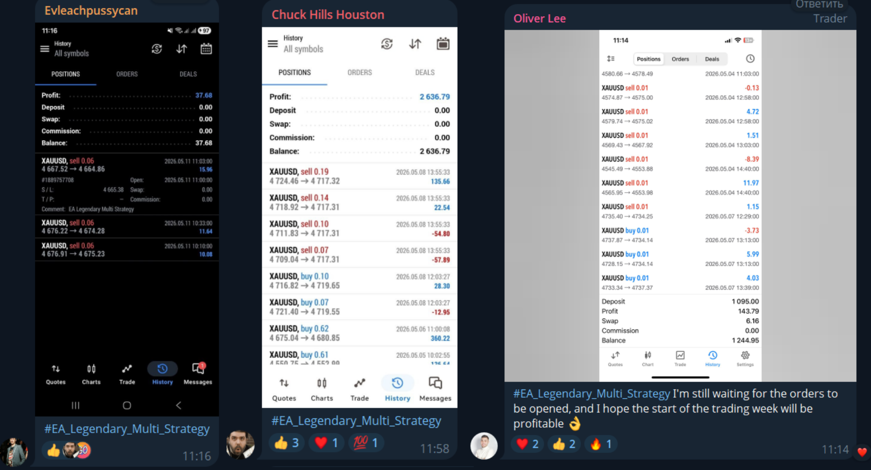 🔴 EA Legendary Multi Strategy trading results for the week
Friends, I'm sharing the latest results from our users' real accounts! 💪
📲 Trader reviews and accounts:
👤 Evleachpussycan ▫️ Profit: +$37.68 ✅ ▫️ XAUUSD · 3 profitable trades in a row ▫️ Comment: EA Legendary Multi Strategy 🚀
👤 Chuck Hills Houston 🇺🇸 ▫️ Profit: +$2,636.79 🤑🔥 ▫️ Active trading on XAUUSD ▫️ Deposit is steadily growing day by day
👤 Oliver Lee ▫️ Balance: $1,244.95 ▫️ Profit: +$143.79 ✅ ▫️ Comment: "I'm still waiting for the orders to be placed" "I opened, and I hope the start of the trading week will be profitable." 👍
✅ What do all these accounts have in common? The same advisor—EA Legendary Multi-Strategy 🤖 Different brokers, different deposits, different countries—the results are consistently positive 💚
💡 Why does it work?
▫️ 12+ professional strategies in one advisor
▫️ 5-level signal filtering system
▫️ Full automation—no manual intervention ▫️ Works on real accounts, not just demos 🎯
Buy an MQL5 advisor and join the profitable traders 👇
✅️ https://www.mql5.com/en/market/product/170372?source=Site+Market+MT5+Expert+Rating006
#EALegendary #MQL5 #ForexEA #XAUUSD #AlgoTrading #ResultsNotPromises
