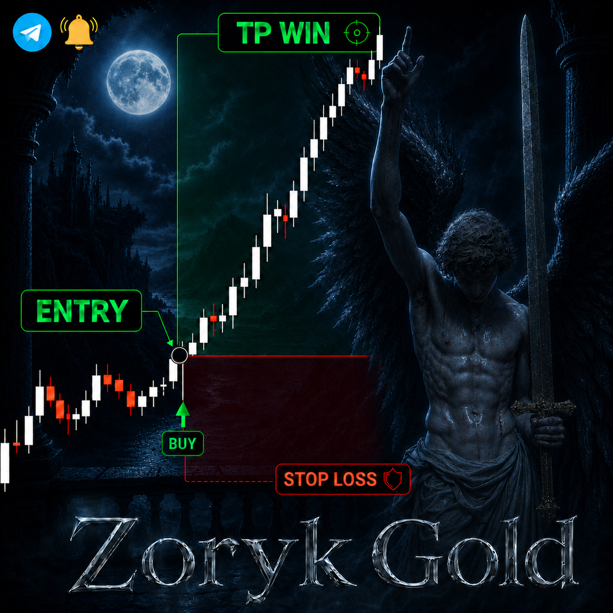 I’ve been quiet because I was building something that honestly became one of the strongest things I’ve ever made.
After months of testing, fixing, filtering, removing bad ideas, and rebuilding the logic again and again, I finally reached a version that made me stop and say:
this one is different.
The name is **Zoryk Gold**.
It’s not just another arrow indicator.
It’s a gold signal indicator that shows the full trade idea directly on the chart:
entry
stop loss zone
TP target
alerts
and the full visual setup before the move plays out
The thing I like the most about it is the feeling it gives when the setup appears.
No guessing
no messy chart
no “maybe this maybe that”
just a clean trade plan in front of you
I built this because I wanted something that could actually help me trade gold with more confidence and control. Something I could personally trust enough to build my next step around.
And honestly, the results surprised me.
I will launch it on MQL5 soon.
The normal launch price will start at **$69**, but for the first **48 hours**, I’m thinking of opening it at only **$30** for the first few buyers. After that, the price will increase step by step as more users join.
Latest tests on XAUUSD showed around **70%+ win rate**, with strong signal performance and full trade planning.
Of course, risk management is still important. This is trading, not magic. But for me, Zoryk Gold is the closest thing I’ve seen in the market to a premium gold signal system.
If you want early screenshots or want to be notified when it launches, message me **ZORYK**.