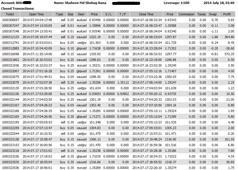 Last 3 days account history