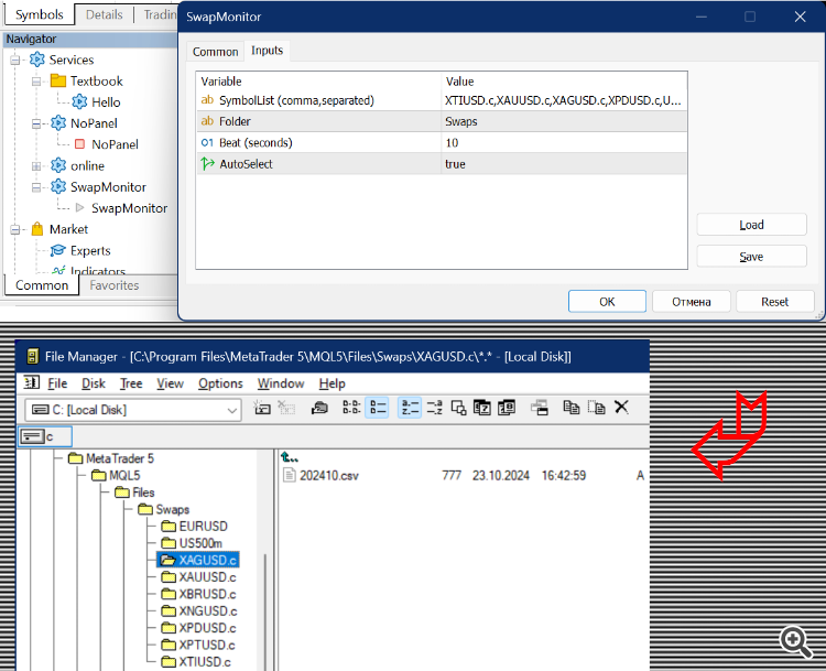 Servizio Swap Monitor per MetaTrader 5