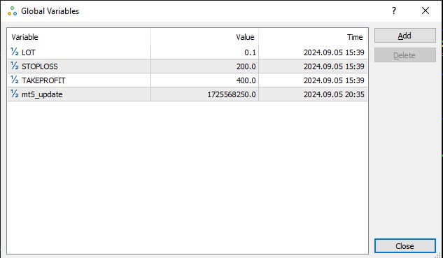 configuración de variables globales en MT5