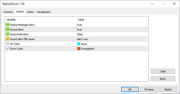 StepUpDown: Settings StepUpDown: Settings