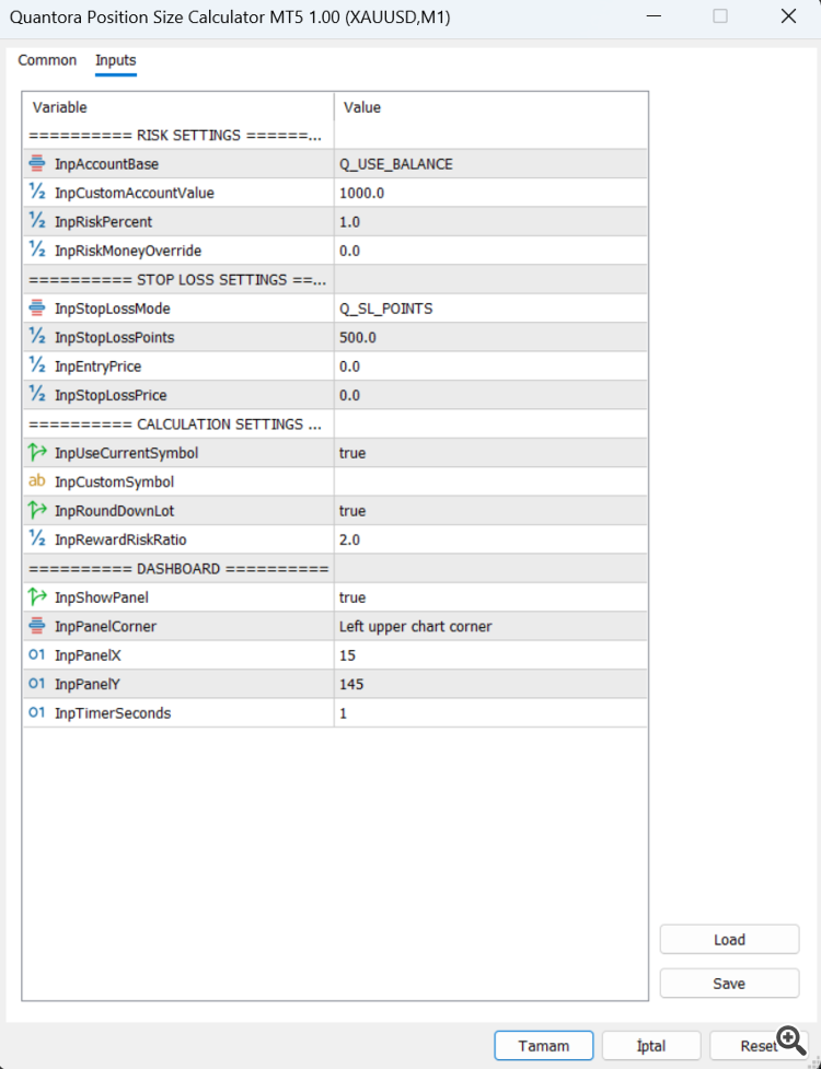 Professional open-source Position Size Calculator for MetaTrader 5. Calculates broker-compatible lot size using account value, risk percentage, fixed risk amount and Stop Loss distance. Professional open-source Position Size Calculator for MetaTrader 5. Calculates broker-compatible lot size using account value, risk percentage, fixed risk amount and Stop Loss distance.