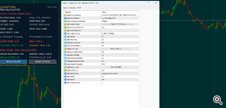 Quantora Risk Calculator MT4 v1.00 Quantora Risk Calculator MT4 v1.00