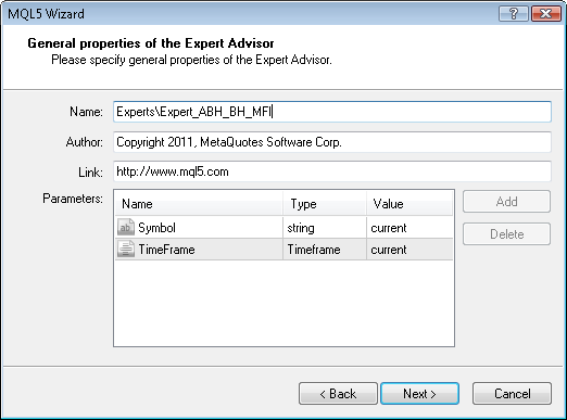 Fig. 5. General properties of the Expert Advisor Fig. 5. General properties of the Expert Advisor