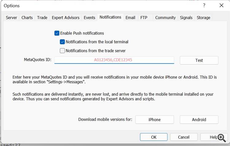 MetaQuotes ID Notification Setting MetaQuotes ID Notification Setting
