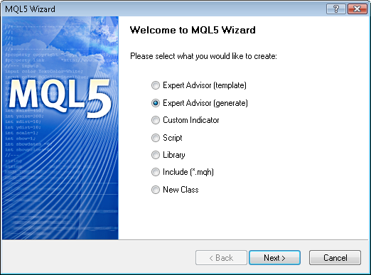 图例. 4. 使用 MQL5 向导创建交易程序