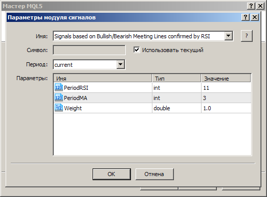 Рис. 7. Параметры сигналов советника Рис. 7. Параметры сигналов советника