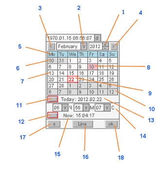Pestaña del control CCalendarInput Pestaña del control CCalendarInput