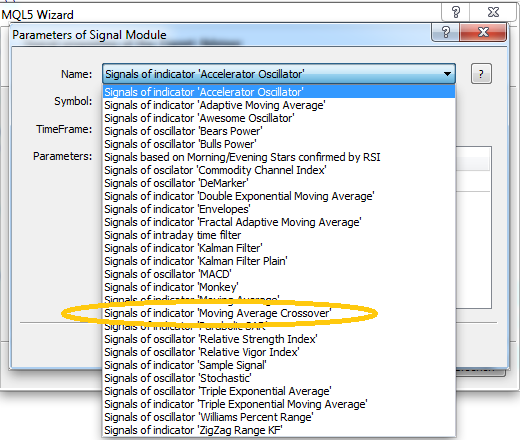 Signal visible in Expert Advisor Wizard