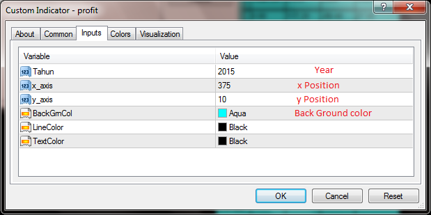 Balance Sheet indicator input parameters Balance Sheet indicator input parameters