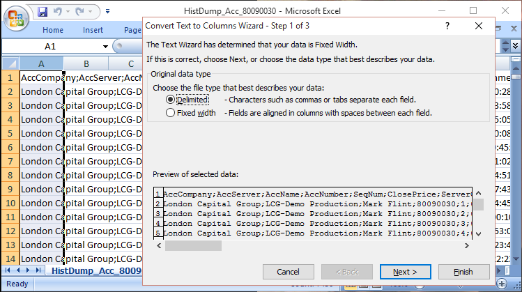 Use the Text to Columns wizard. Data is delimited with semi-colons only. Use the Text to Columns wizard. Data is delimited with semi-colons only.
