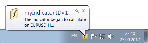 Example of an icon and a notification balloon
