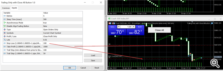 Boom/Crash 500 Sample parameter Boom/Crash 500 Sample parameter