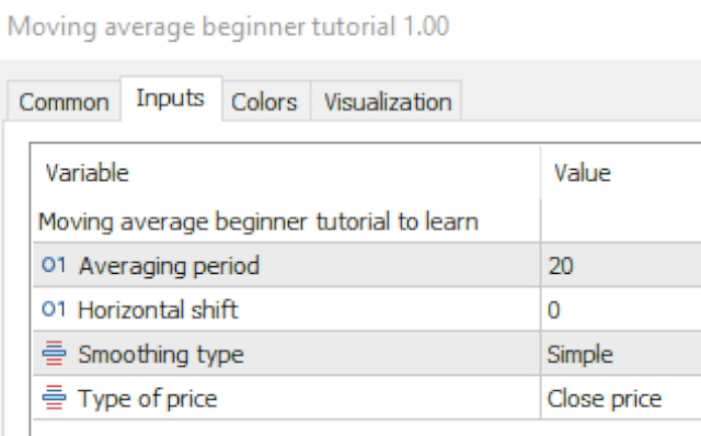 Moving average beginner tutorial - Tab Inputs Moving average beginner tutorial - Tab Inputs