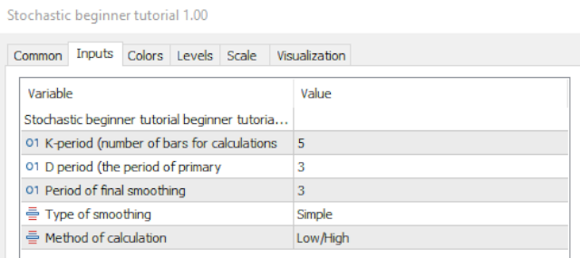 Stochastic beginner tutorial - Inputs Stochastic beginner tutorial - Inputs
