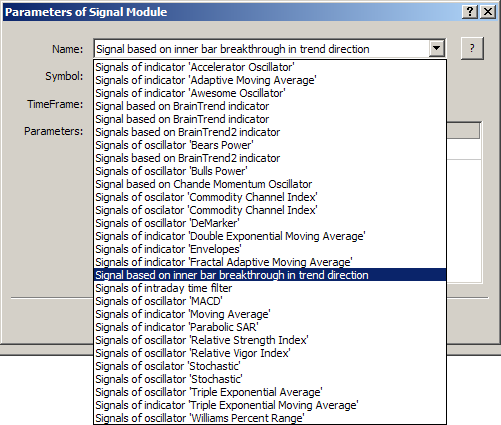 Module für Tradesignale in MQL5 Wizard