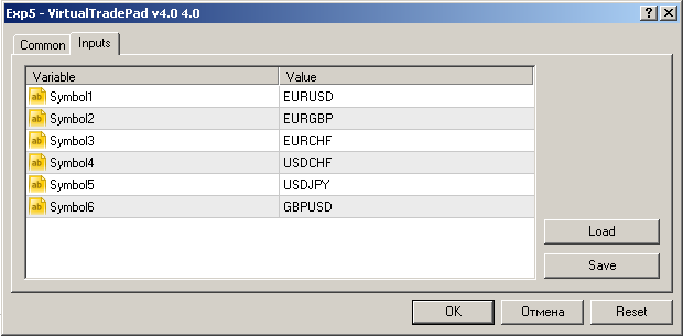 Exp5-VirtualTradePad - Eingabeparameter Exp5-VirtualTradePad - Eingabeparameter