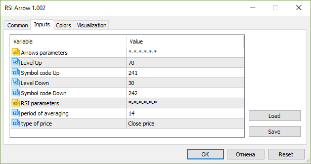 RSI Arrow inputs RSI Arrow inputs
