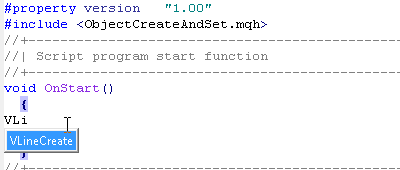 Der vollständige Name einer Funktion in einem Tooltip nachdem die ersten paar Buchstaben eingegeben wurden