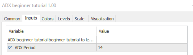 ADX beginner tutorial - Inputs ADX beginner tutorial - Inputs