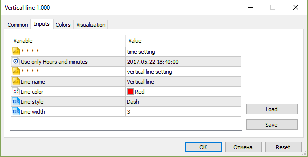 Vertical line, inputs Vertical line, inputs