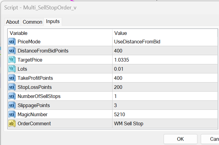 SellStopInput SellStopInput