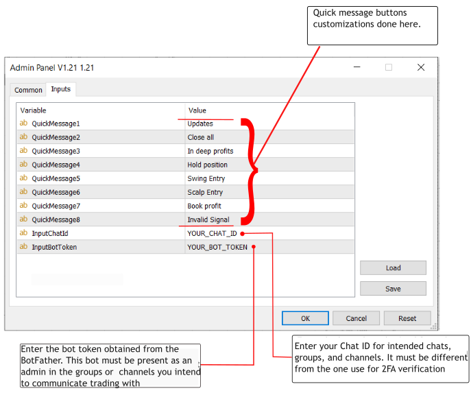 input launch settings