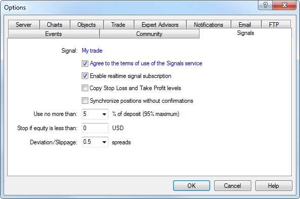 Signal Copy Settings