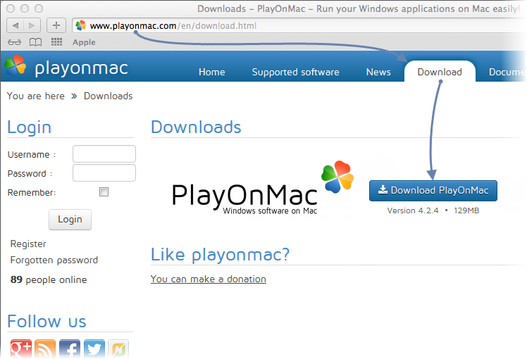 PlayOnMac のダウンロード