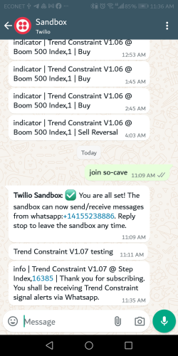 Whatsapp, тест Trend Constraint V1.07