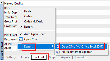 excel report saving