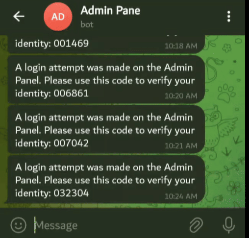 Übermittlung des 2FA-Codes über Telegram