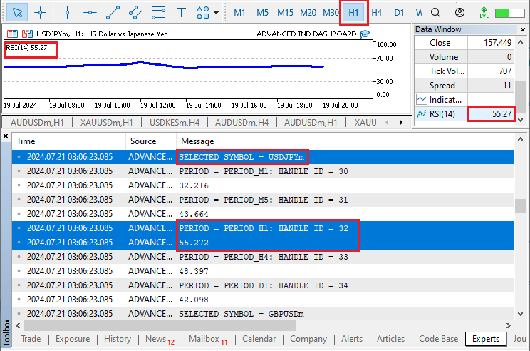 Impresión de la matriz de datos