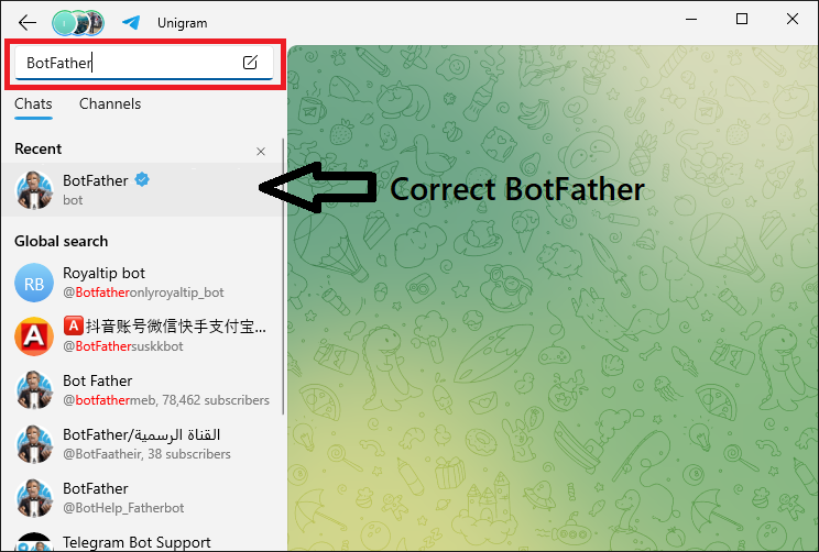 Правильный BotFather