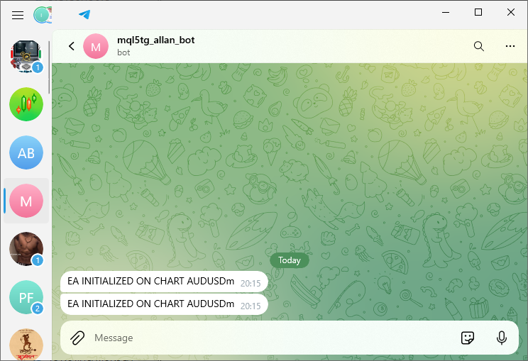 Первое сообщение в Telegram