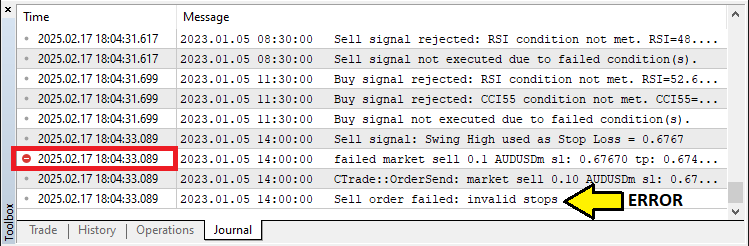 INVALID STOPS ERROR
