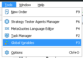 Menú del variables de terminal