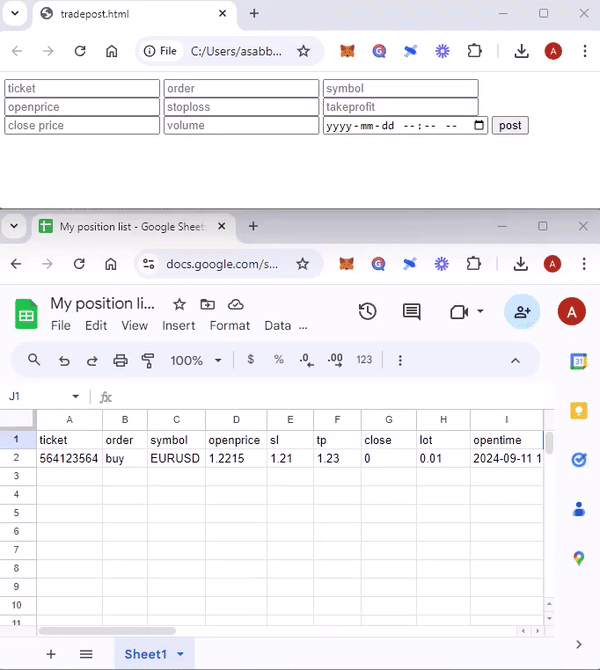 Formulario html a Google Sheets