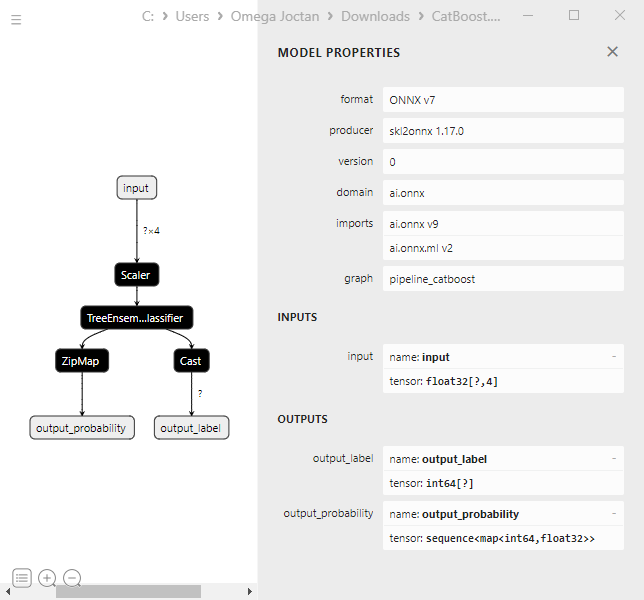 netron 中的 catboost 模型