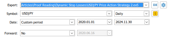 Тестирование нашей новой стратегии USDJPY