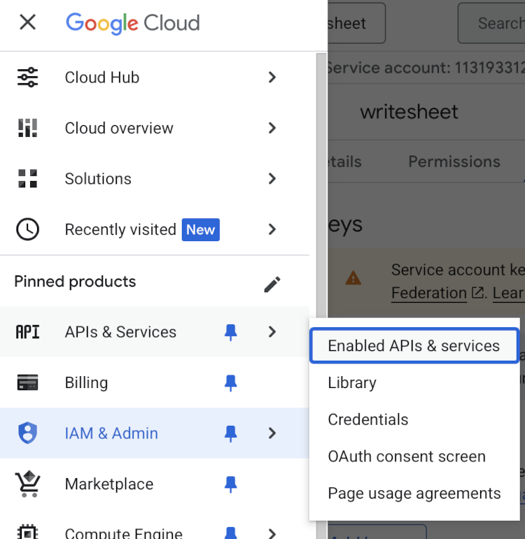 enable sheet api