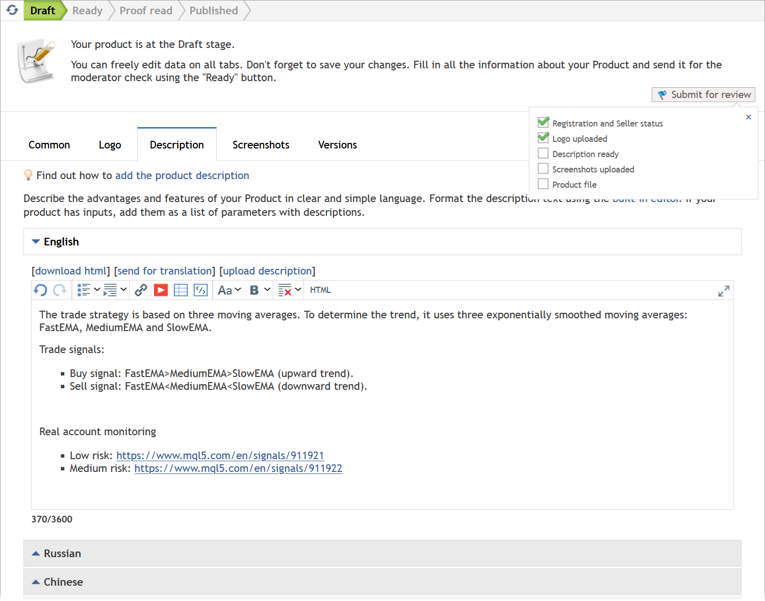 Presenta il tuo prodotto nella sezione Descrizione Presenta il tuo prodotto nella sezione Descrizione