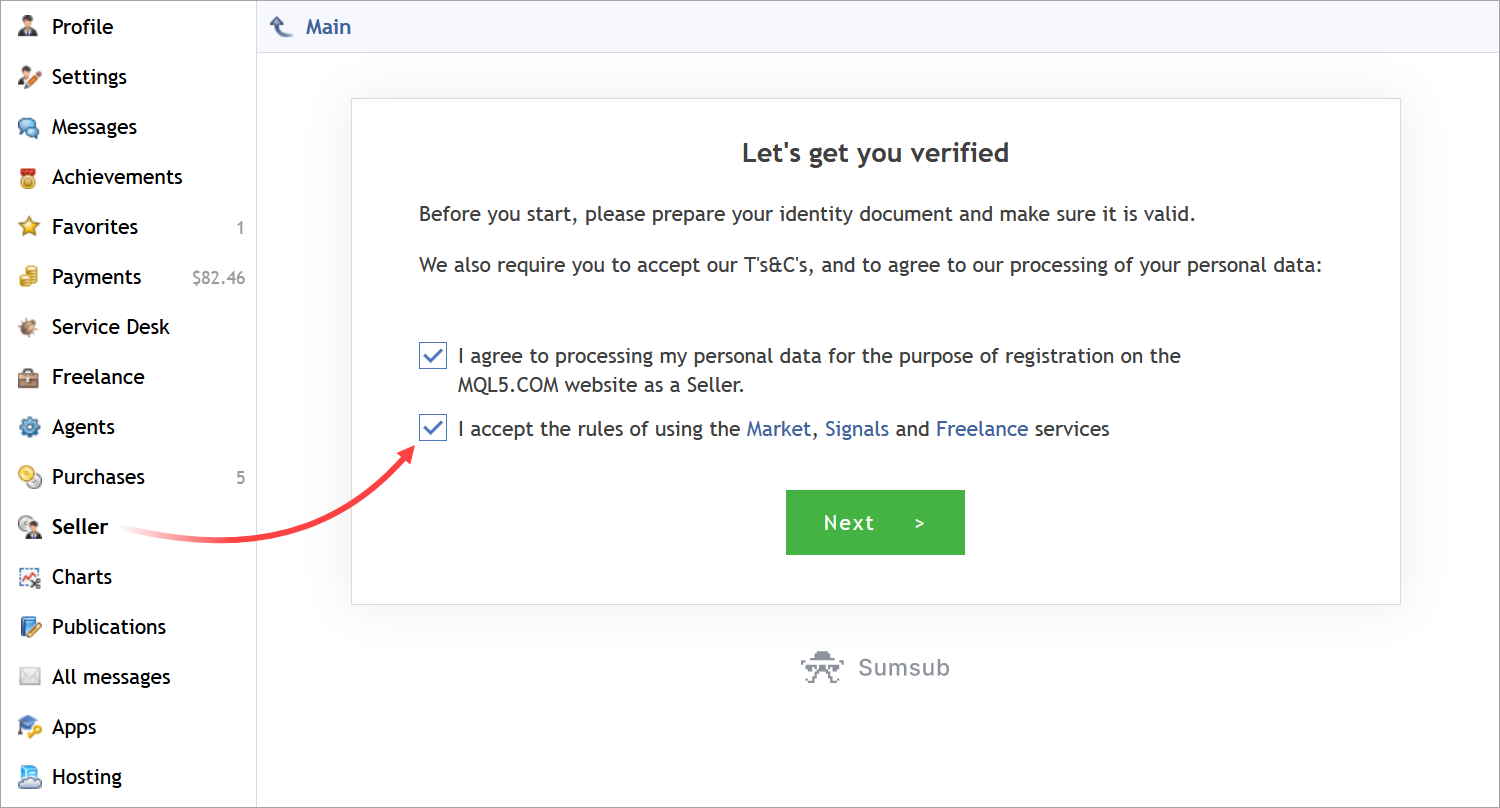 Registrati nella sezione Venditore del tuo profilo Registrati nella sezione Venditore del tuo profilo