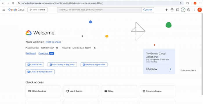 console service accounts and google sheets sharing