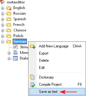Exportar la traducción a un archivo de texto