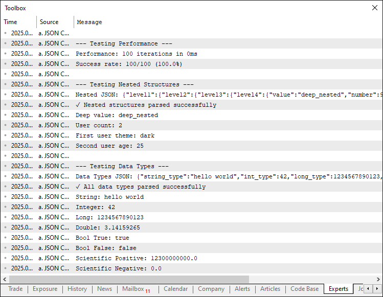 PERFORMANCE, NESTED STRUCTURES & DATA TYPE TEST