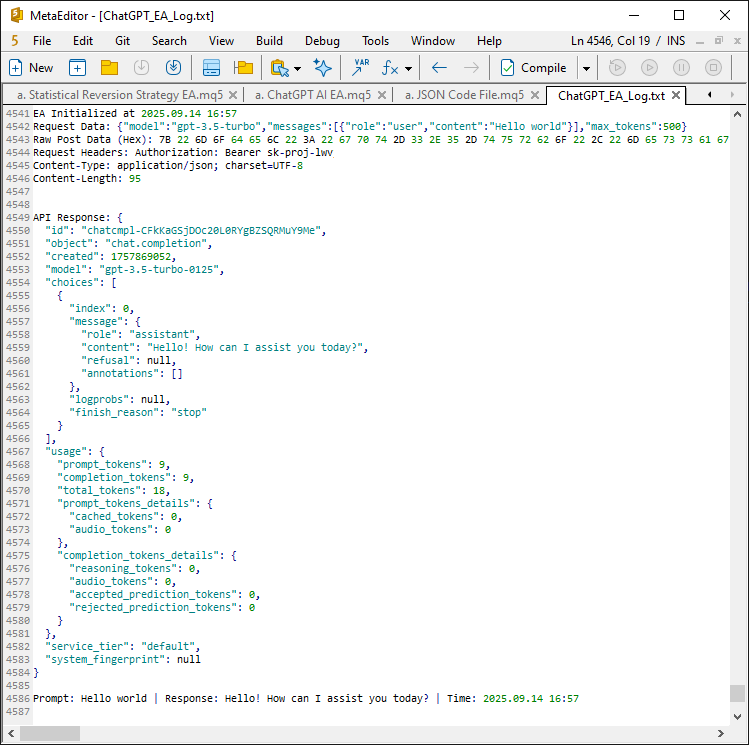 LOG FILE OUTCOME